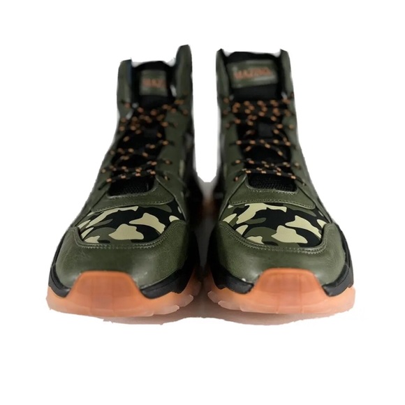 Mazino Wonderstone Fashion Chunky Sneaker High-Top Olive Orange Men's Athleisure - Picture 6 of 6